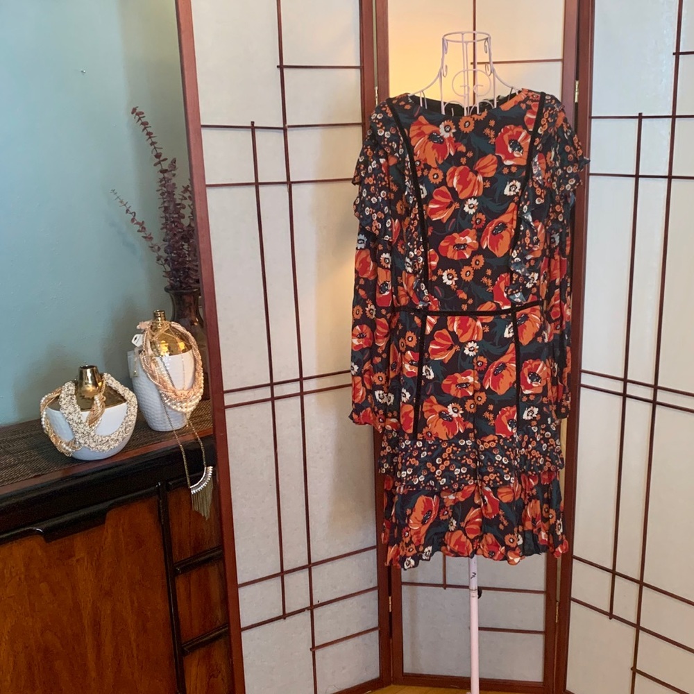 Ella Moon Seamed Velvet Floral Dress